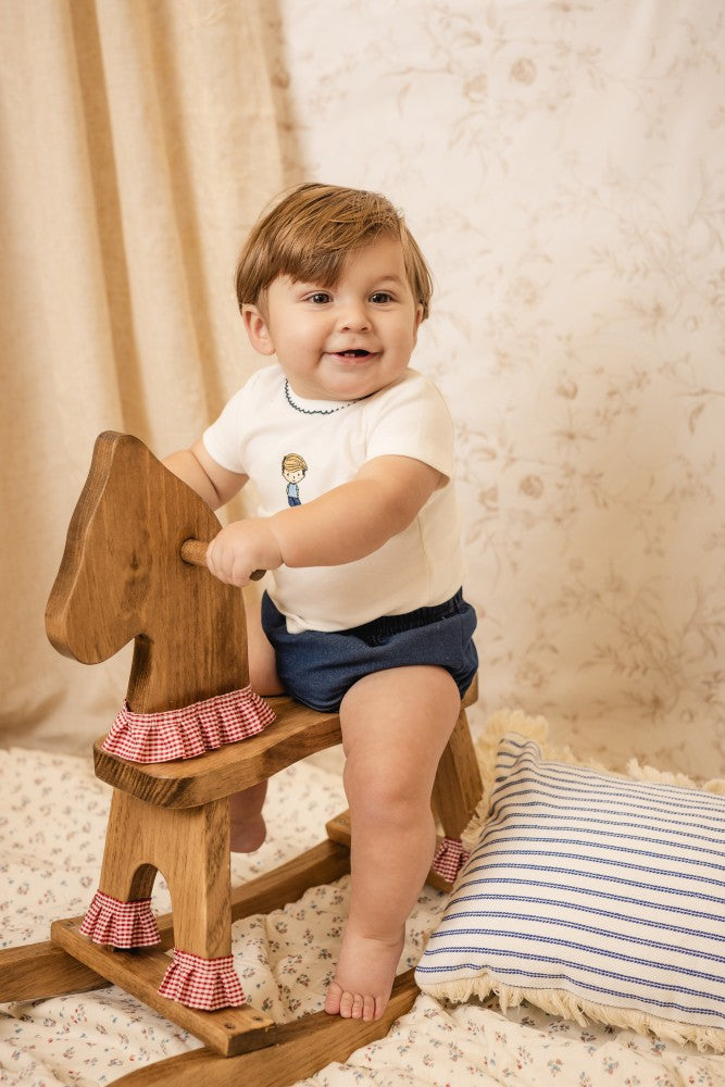 set outfit doll tee and bloomers - white/blue