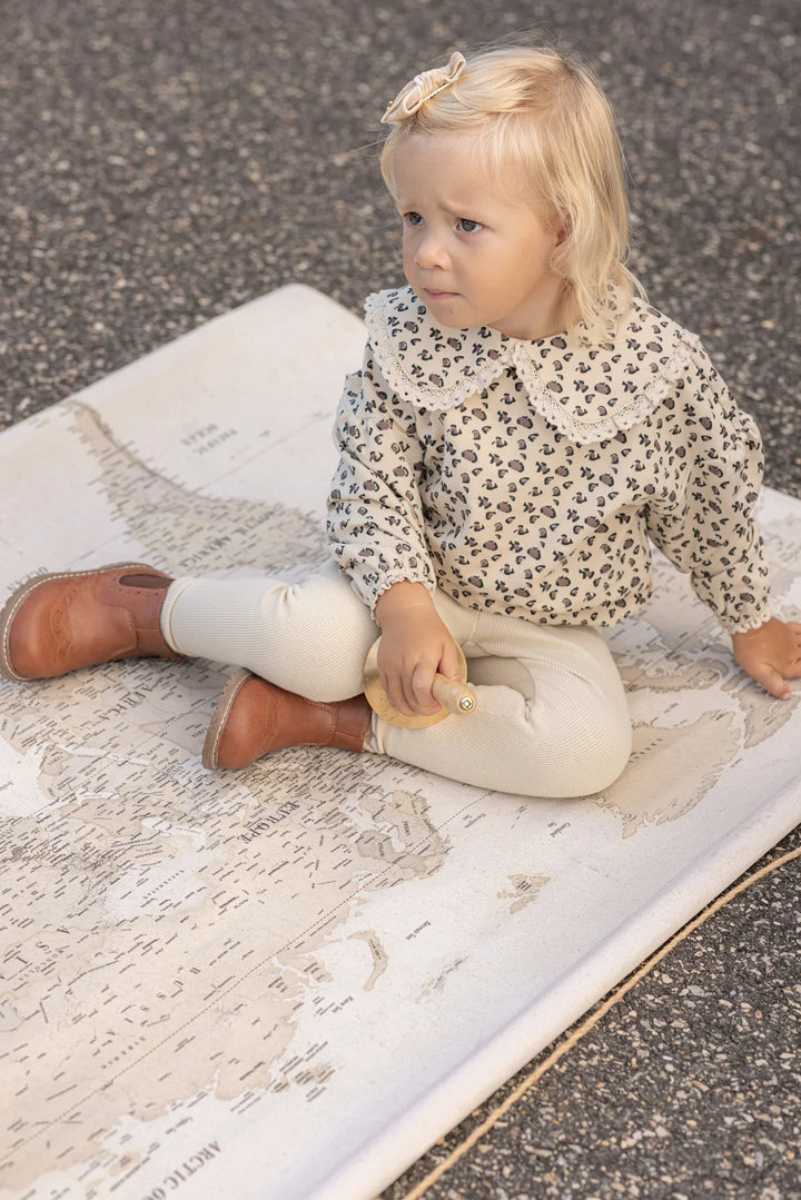 set outfit leopard print collared sweatshirt and leggings - natural