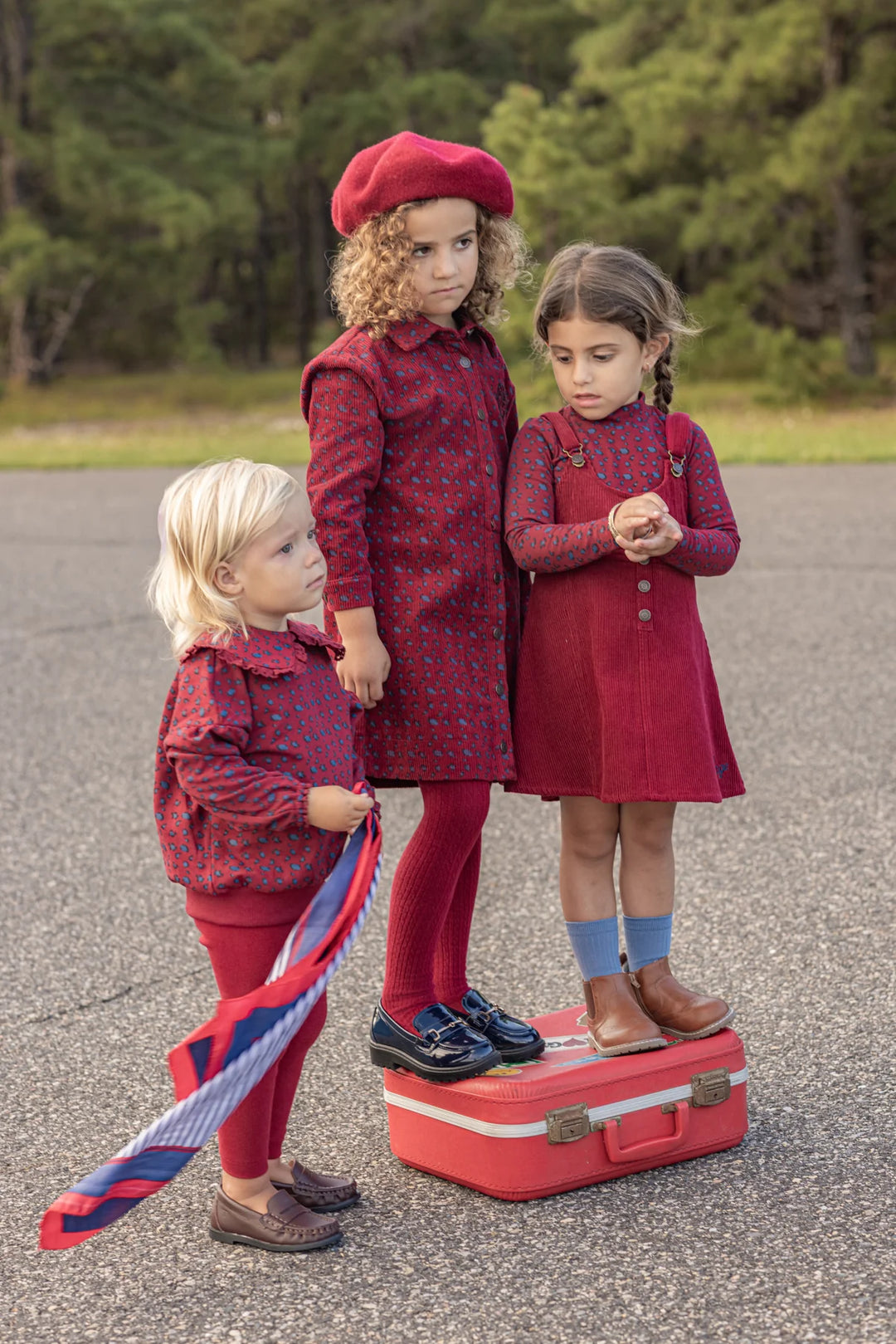set outfit leopard print collared sweatshirt and leggings - red
