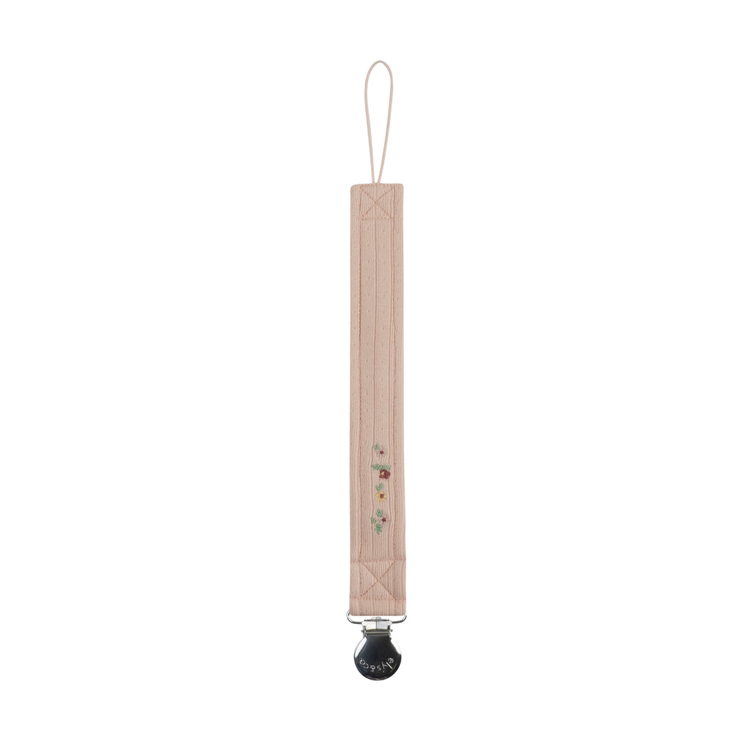 pacifier clip floral star embroidered - pink floral