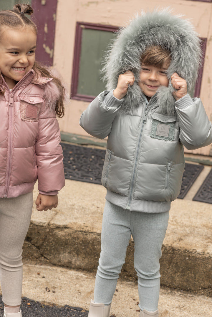 coat padded sherpa lining with fur hood - green