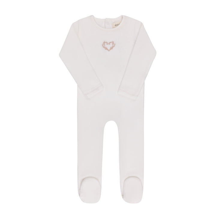 footie velour metallic wreath - ivory girl