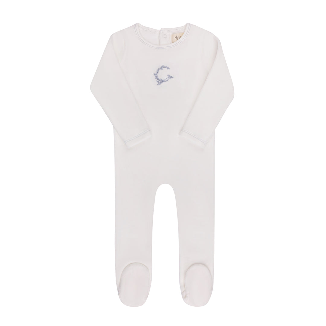 footie velour metallic wreath - ivory boy