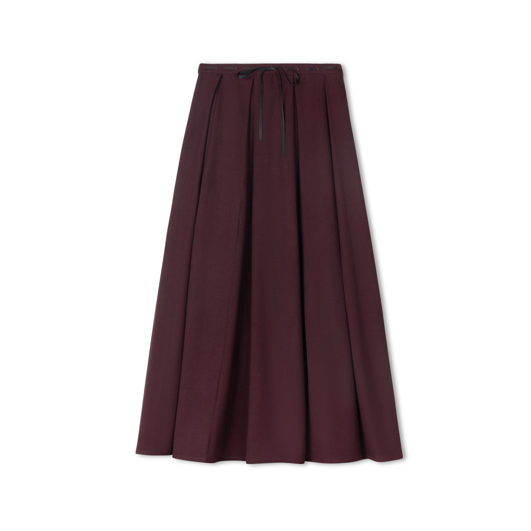 skirt ribbon stitched waist - burgundy