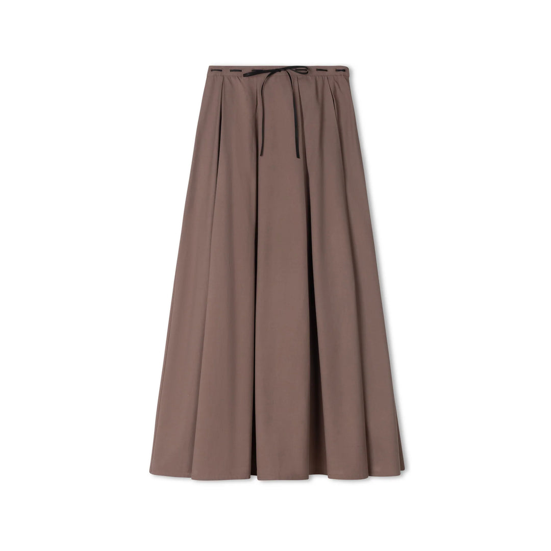 skirt ribbon stitched waist - brown