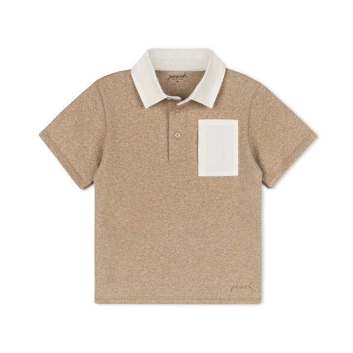 polo s/s contrast collar and pocket - tan