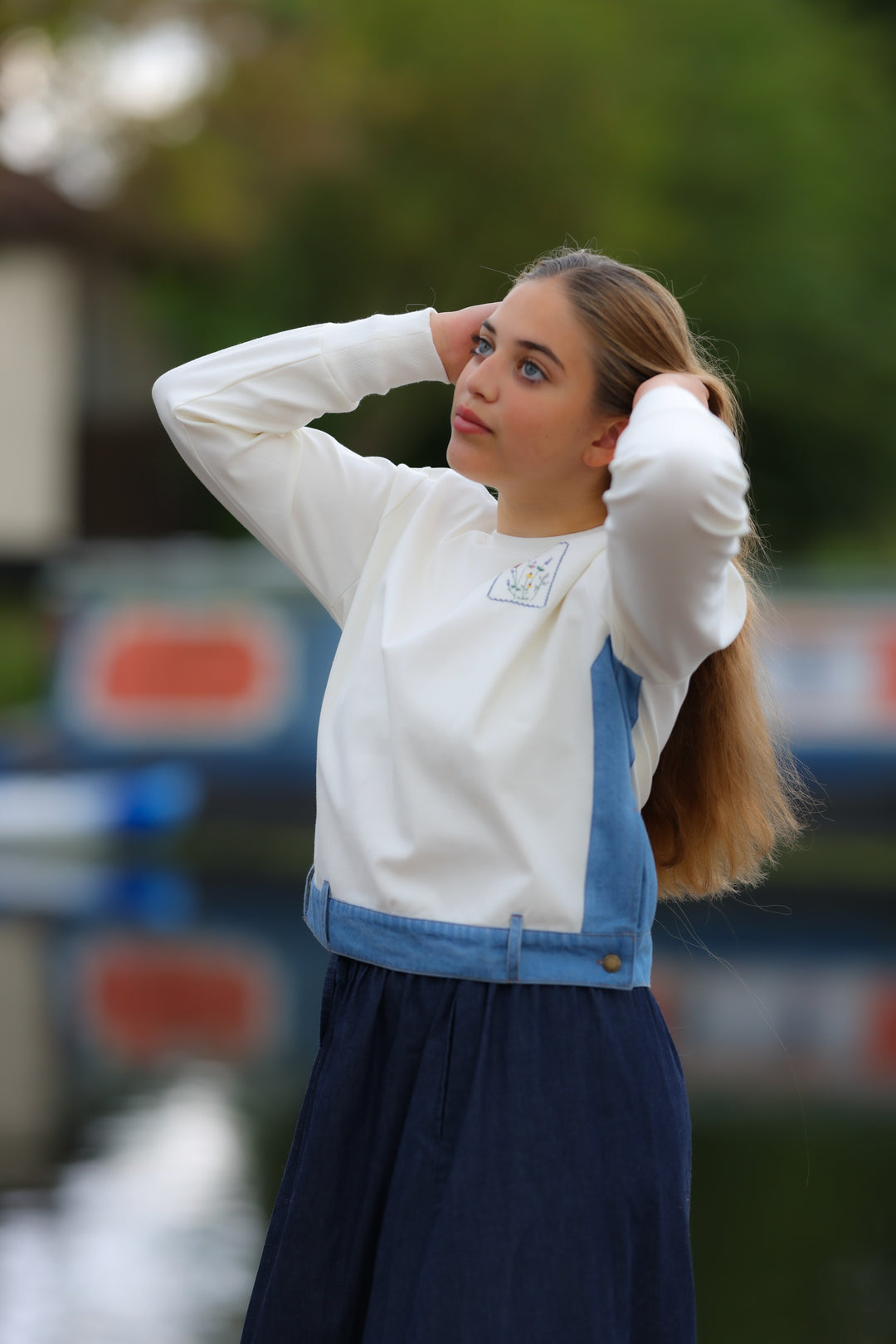 top l/s sweatshirt chloe - chambray lime