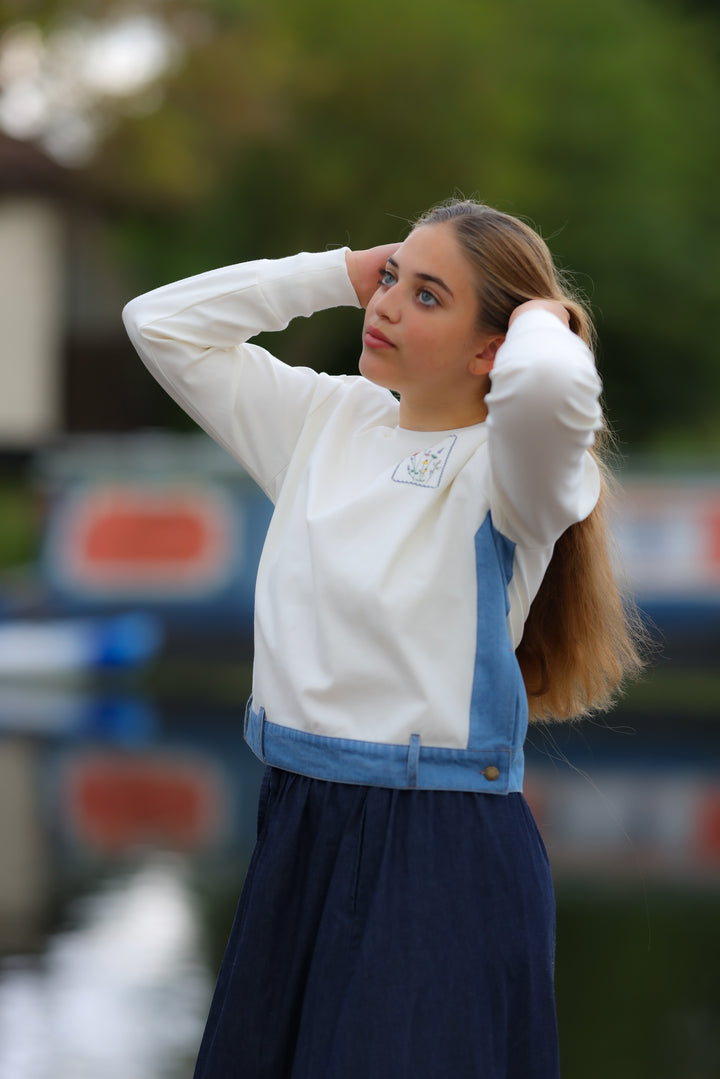 top l/s sweatshirt chloe - chambray lime