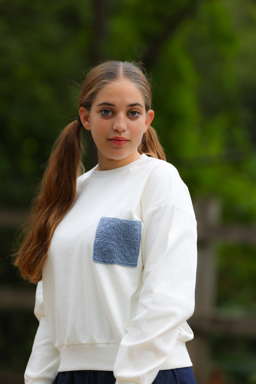 tee l/s cindy - white/blue