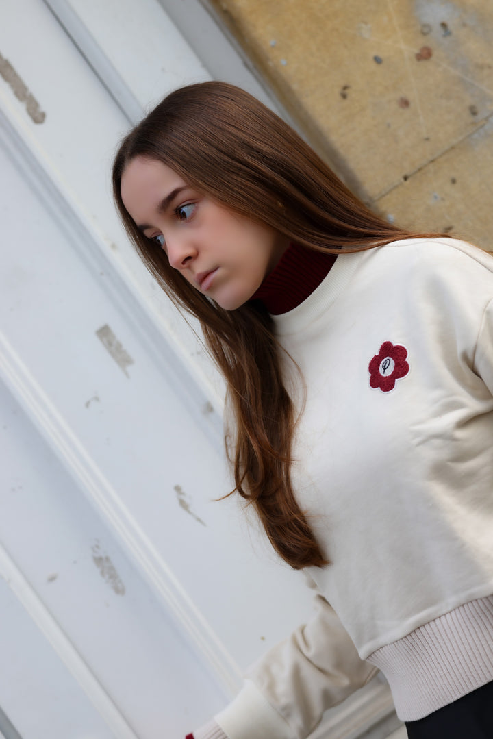 top l/s mila - cream/cranberry