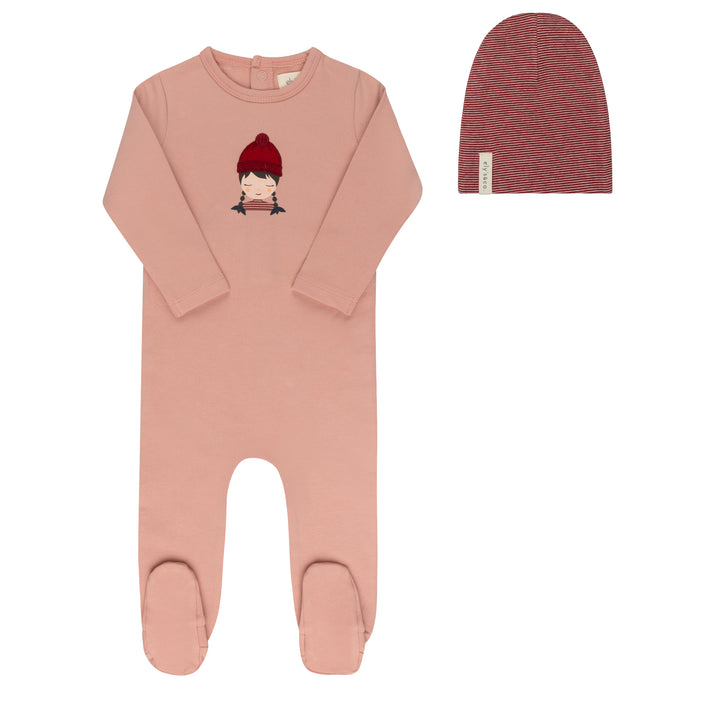 footie girl and boy doll with beanie - pink