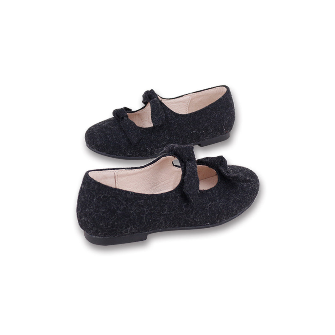 shoes double bow mary jane wool - grey/black