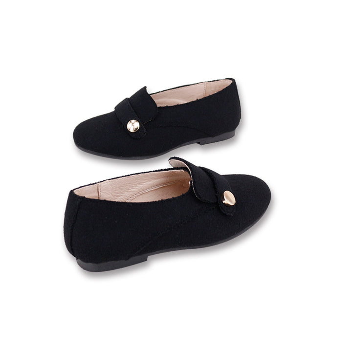 shoes wool button loafer - black