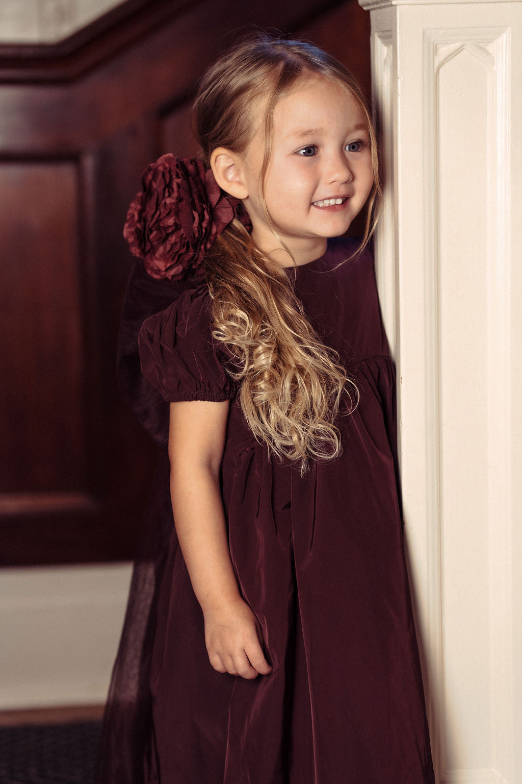dress shiny taffeta tulle bow in back - burgundy