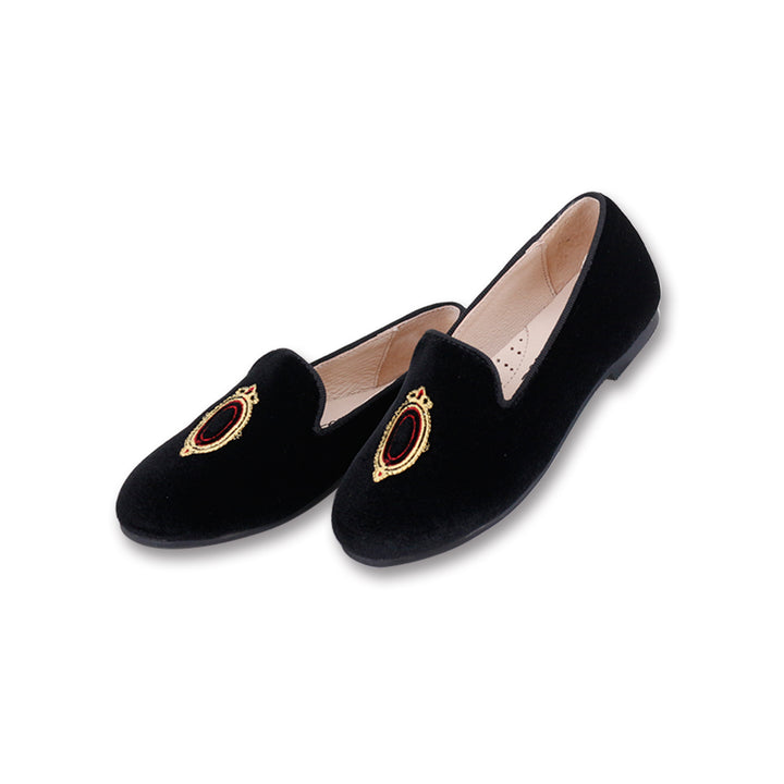 shoes gold emblem loafer - black