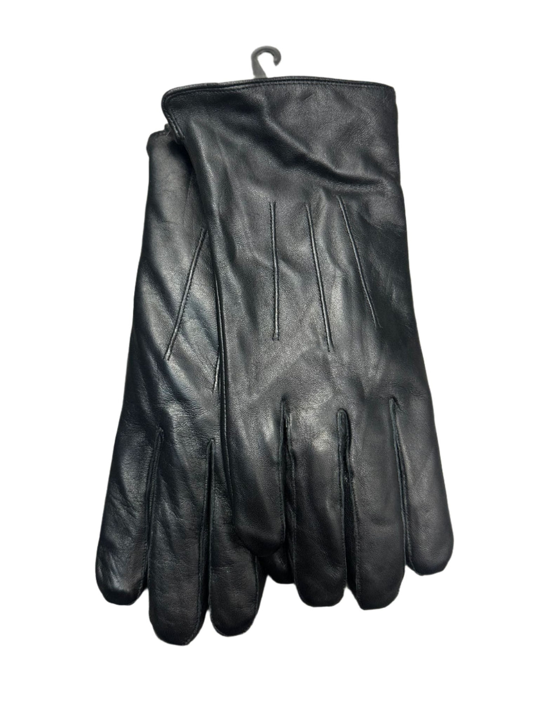 gloves mens leather rabbit fur - black