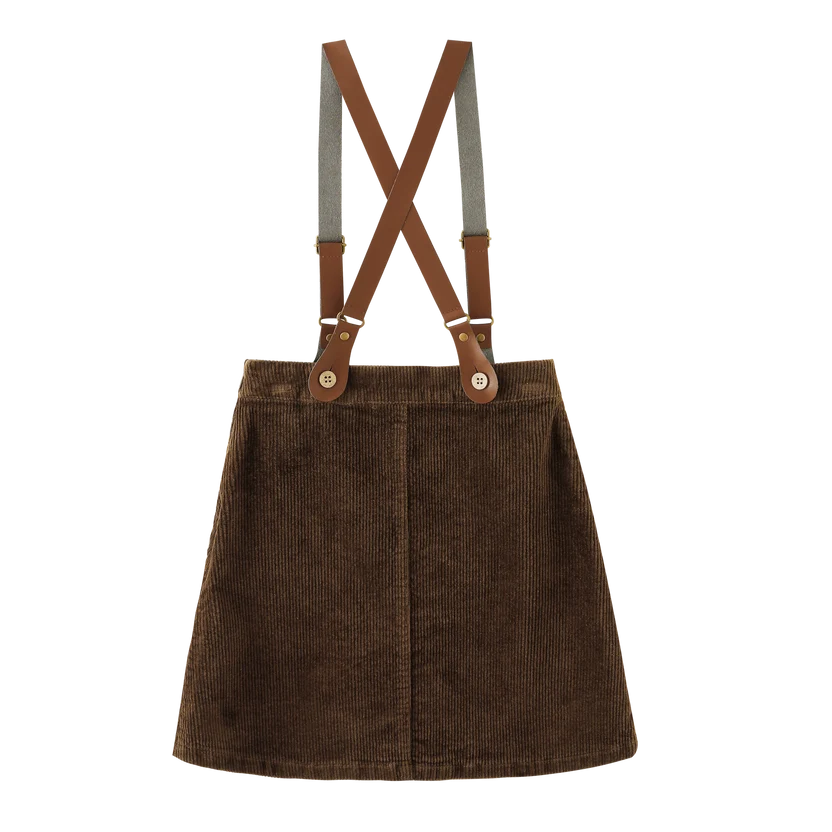 skirt corduroy suspender - brown