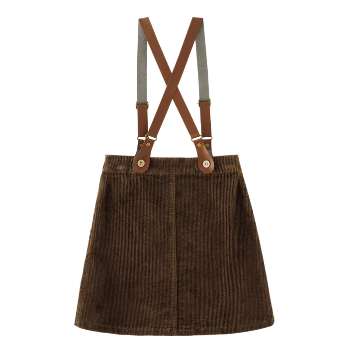 skirt corduroy suspender - brown
