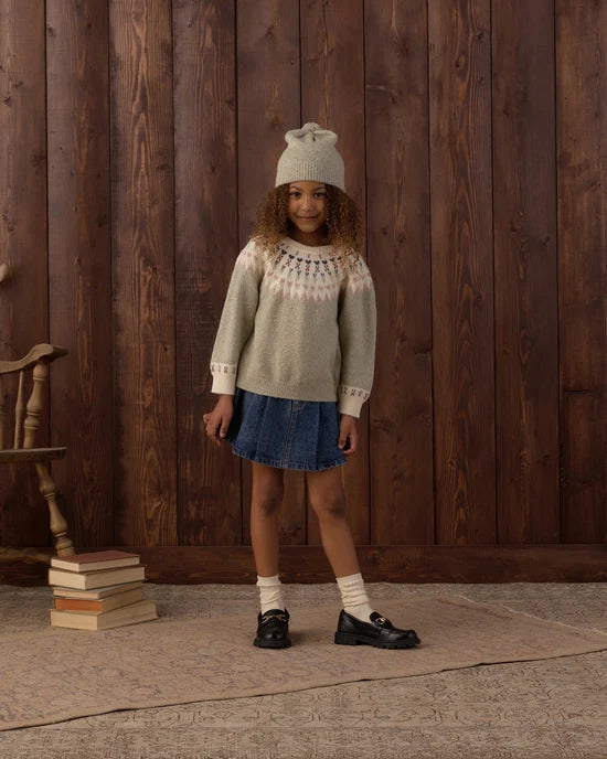 top l/s fair isle sweater - sage