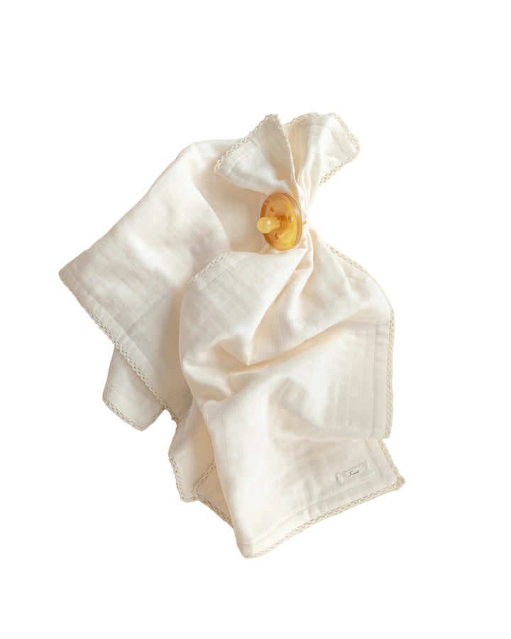 swaddle burp cloth set of 2 crochet edge - ecru