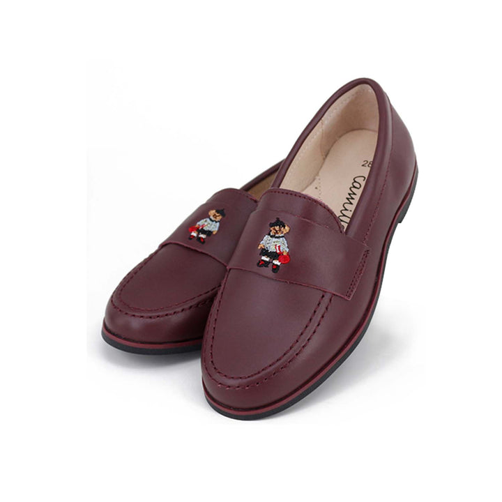 shoes ecolier leather bear loafers - burgundy leather