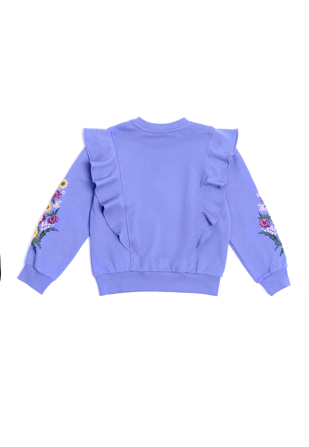 top l/s sweat frill side floral embroidery - purple