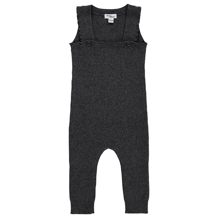 one piece knit overalls ribbed - black heather