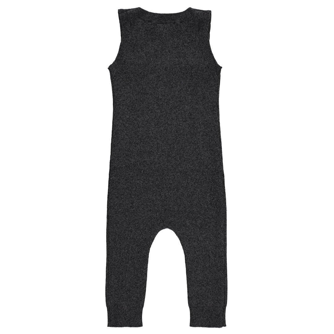 one piece knit overalls ribbed - black heather