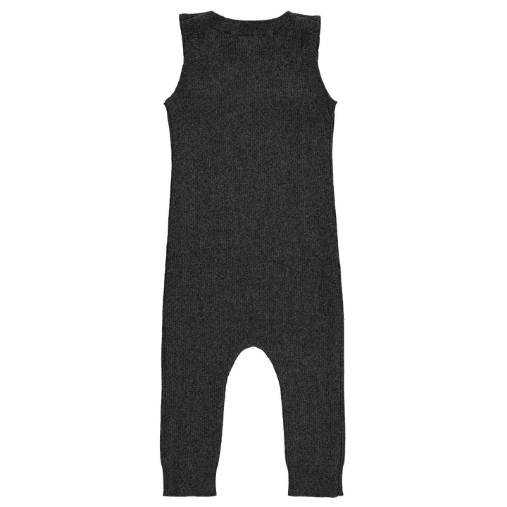 one piece knit overalls ribbed - black heather