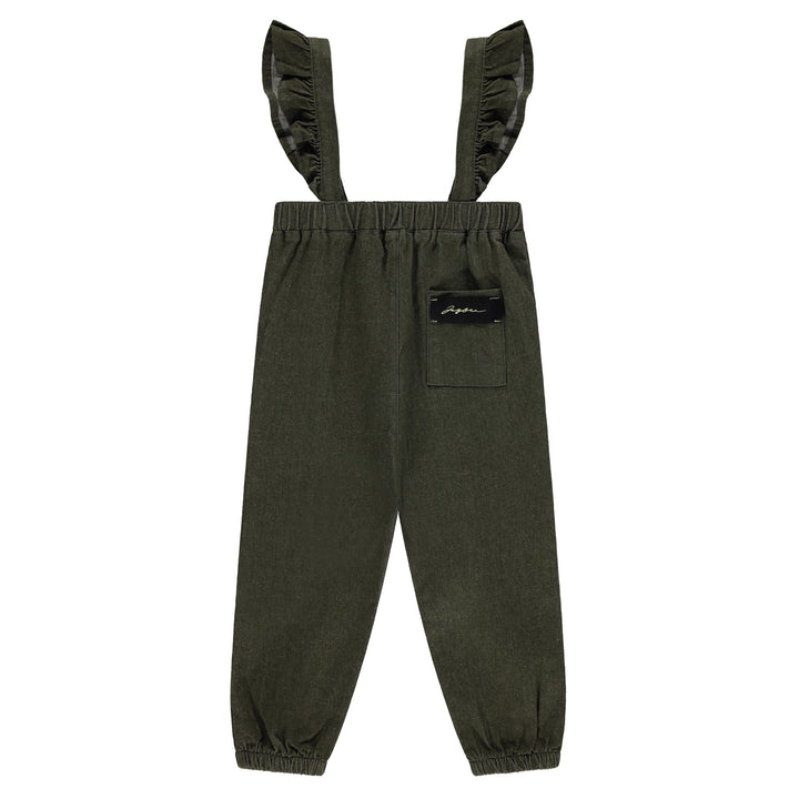 one piece ruffle denim romper - green denim