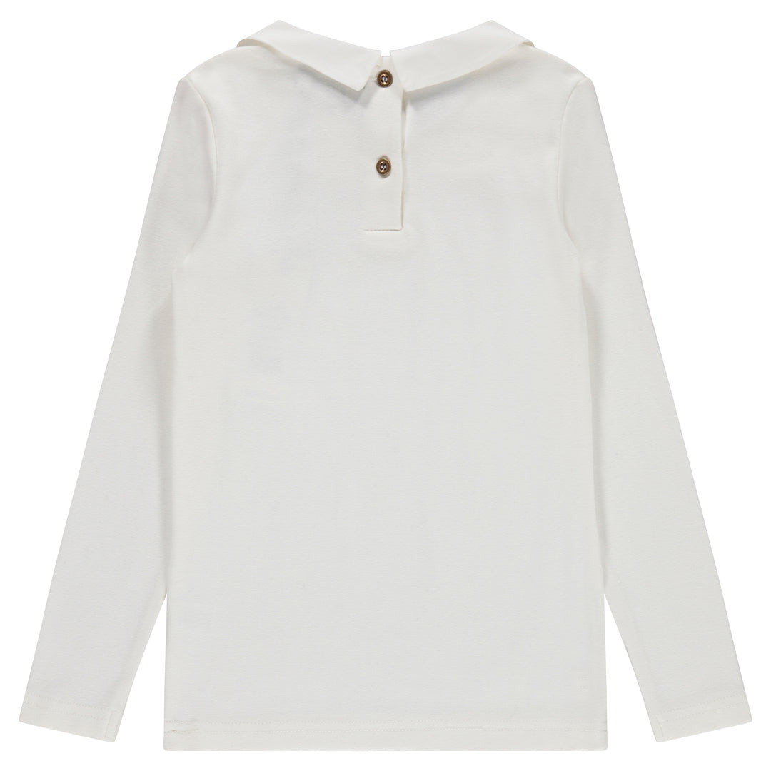 top l/s peter pan woven collar - ivory