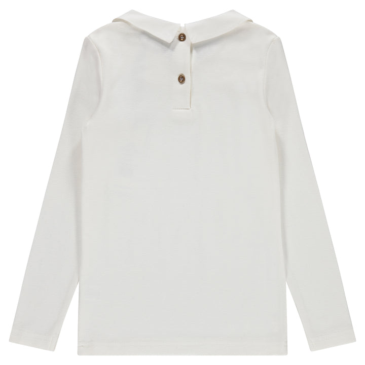 top l/s peter pan woven collar - ivory