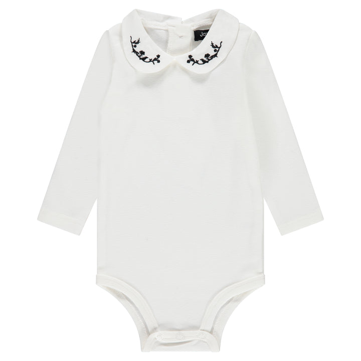 onesie peter pan woven collar - ivory