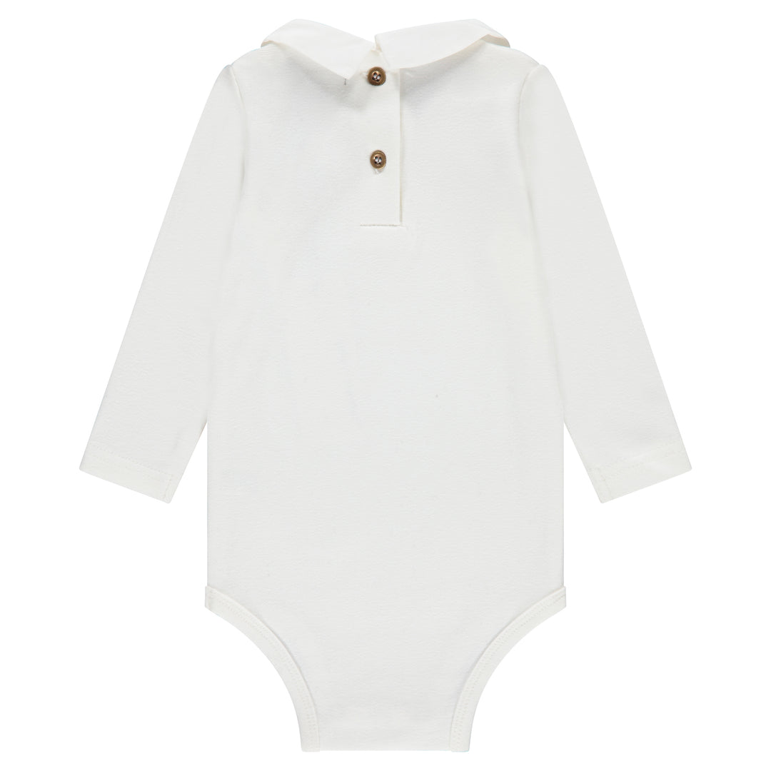 onesie peter pan woven collar - ivory