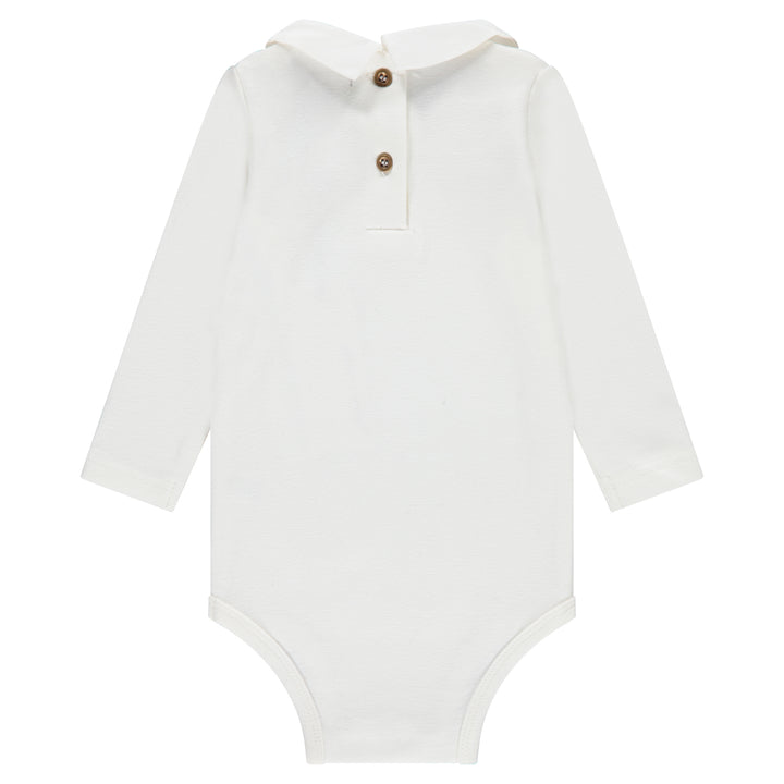 onesie peter pan woven collar - ivory