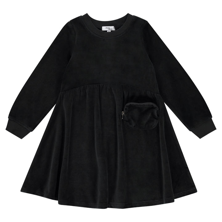 dress velour with pocket - black