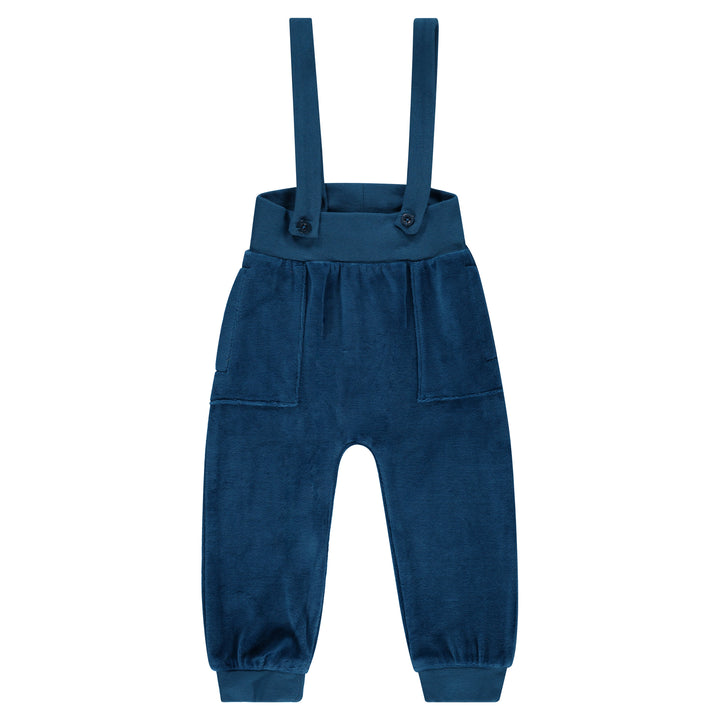 one piece velour overalls - iris