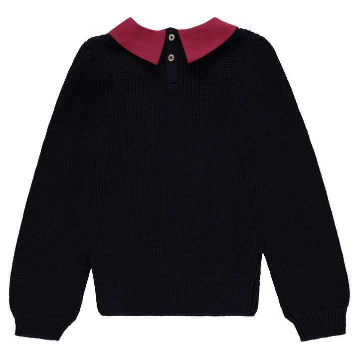 top l/s woven peter pan collar - dark navy