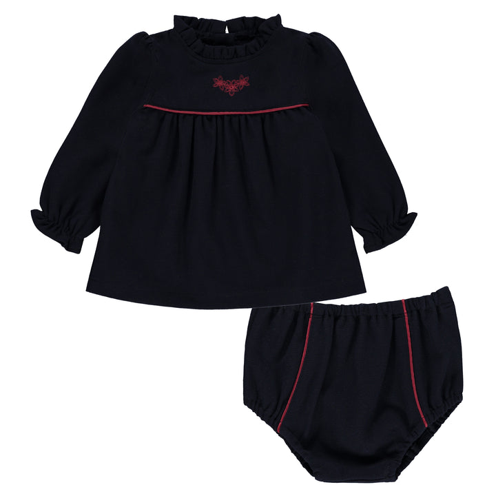 set outfit top and bloomer embroidered woven - dark navy