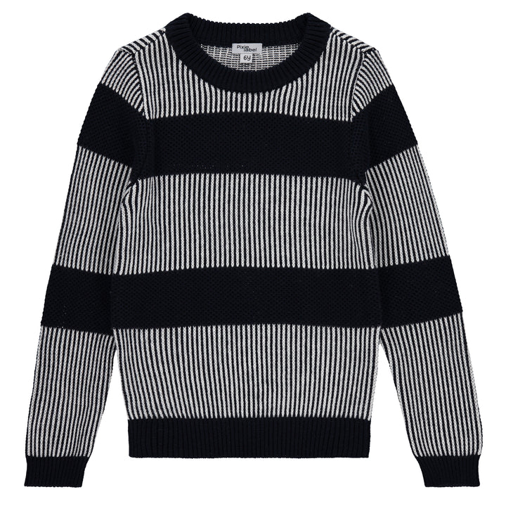 top l/s crew neck striped - navy