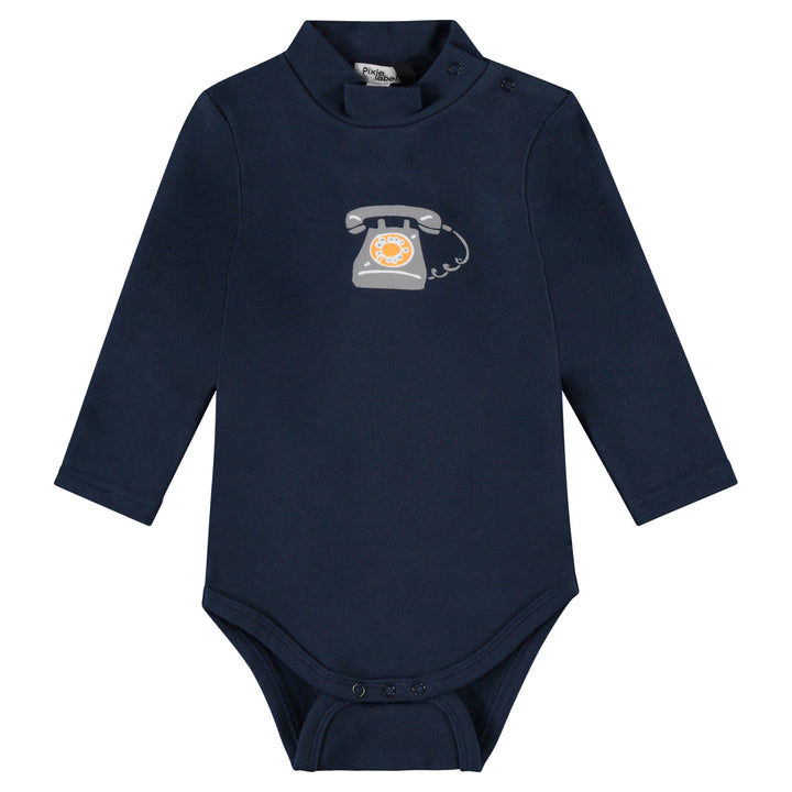 one piece suspneder leggings retro phone - navy