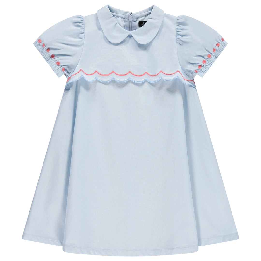 blue bib dress dress s/s scalloped bib