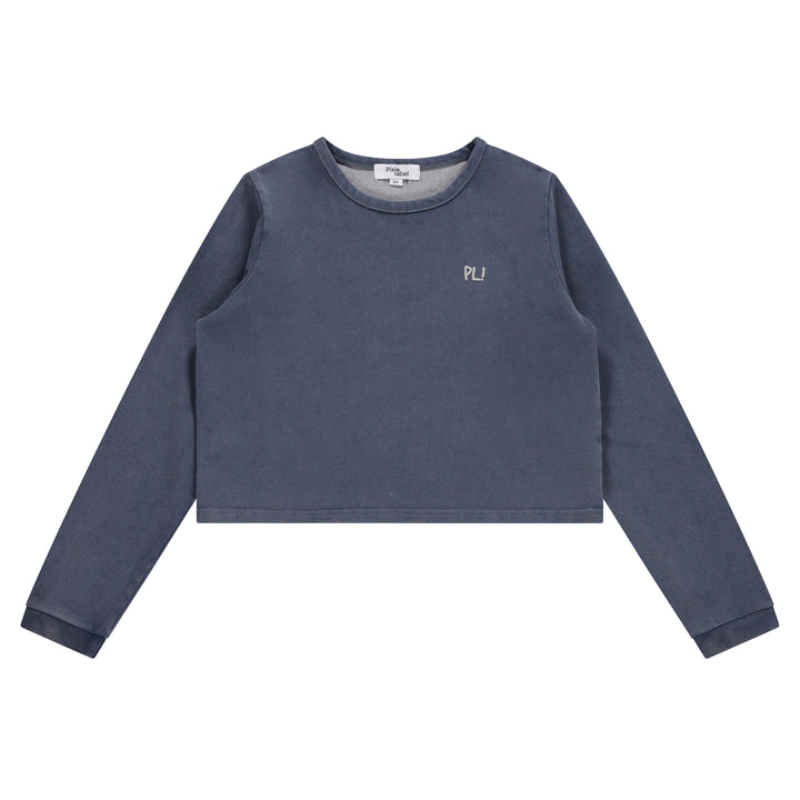 top l/s crop mineral wash - midnight wash