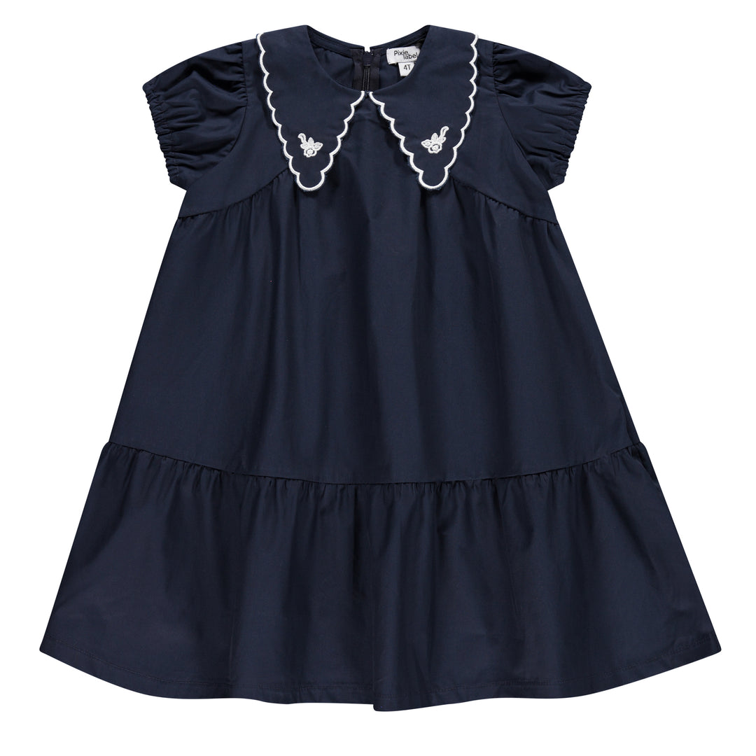 baby blue toddler dress Navy Plaid Smocked Dress 0-3 main image 1