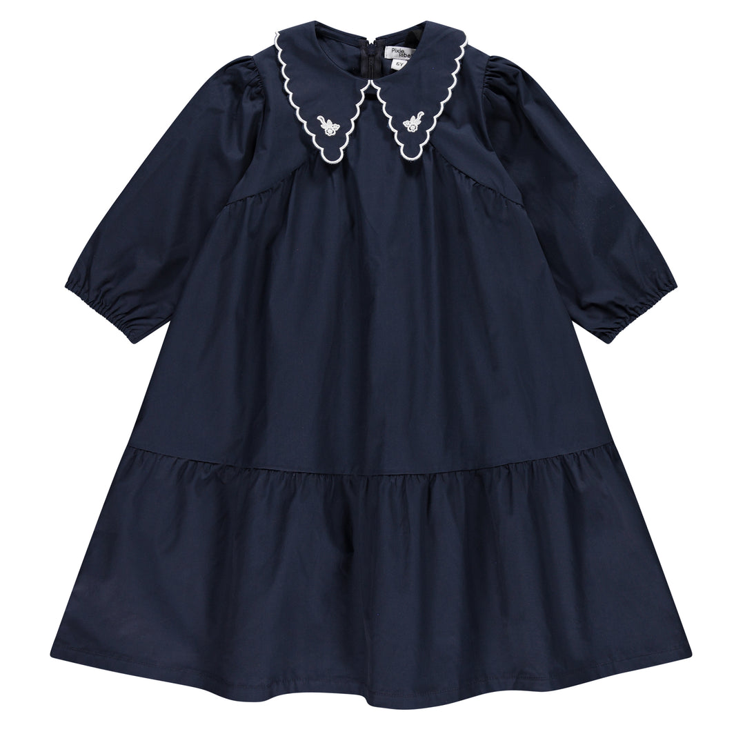 dress floral collar - navy