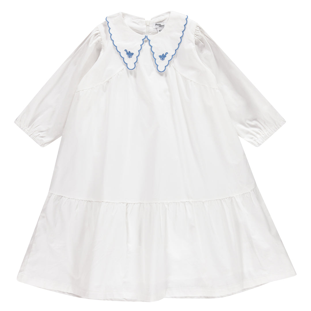 dress floral collar - white