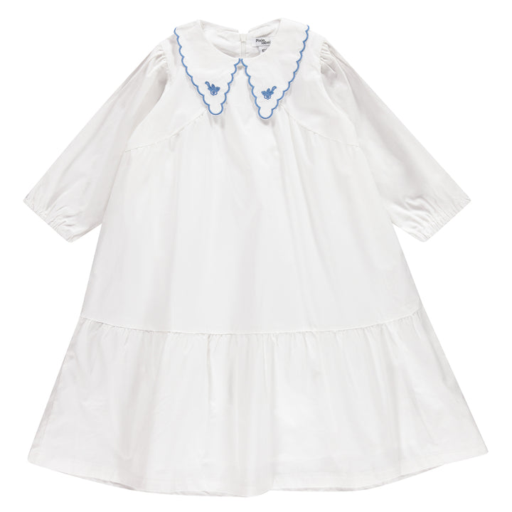 dress floral collar - white