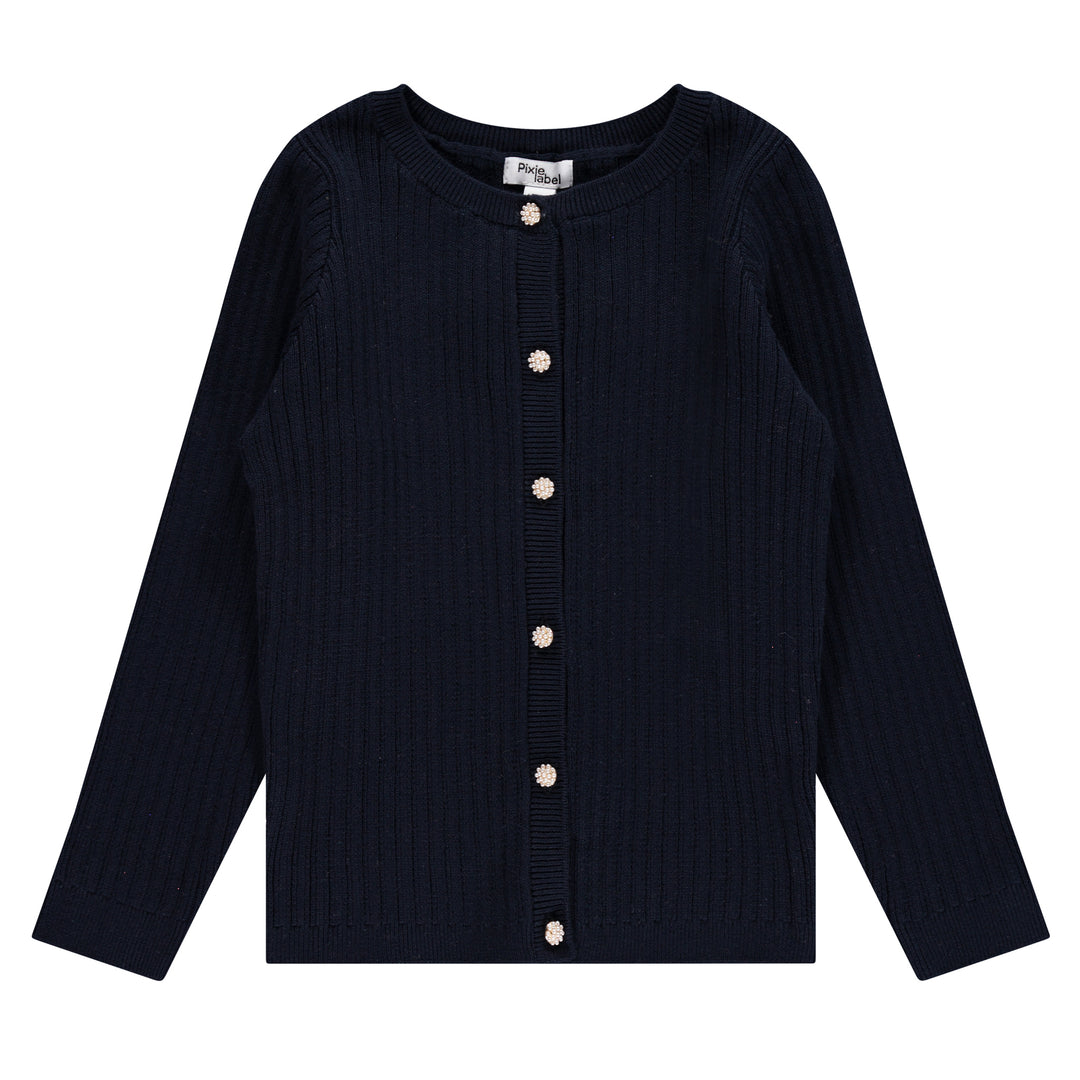 cardigan pearl button - navy