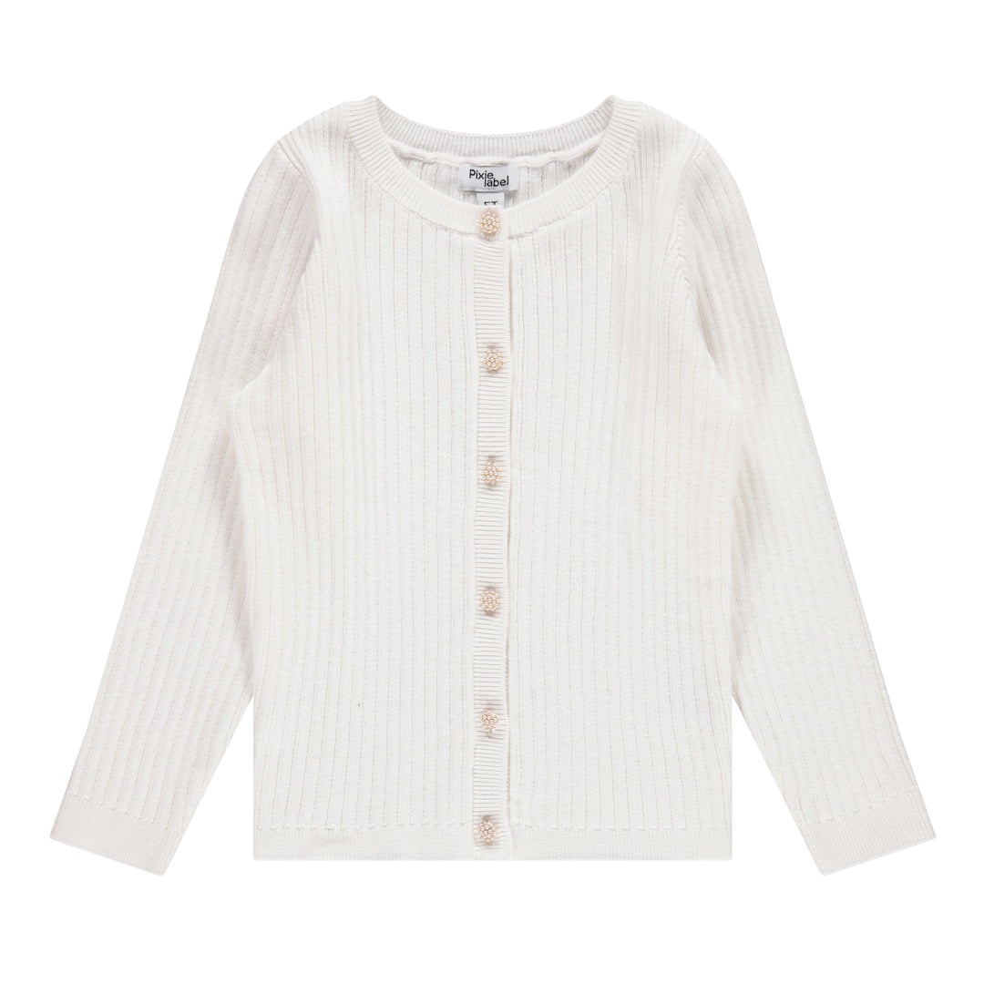 cardigan pearl button - white