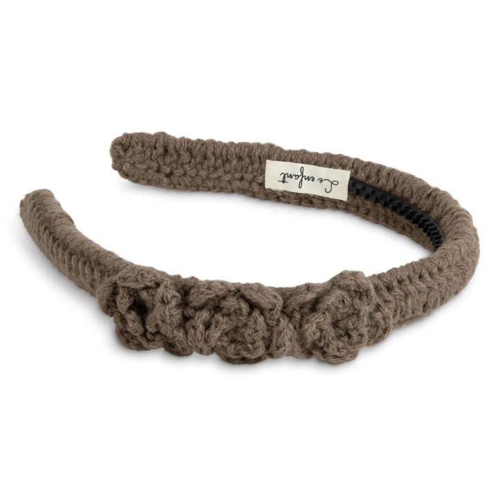headband crochet flowers - brown